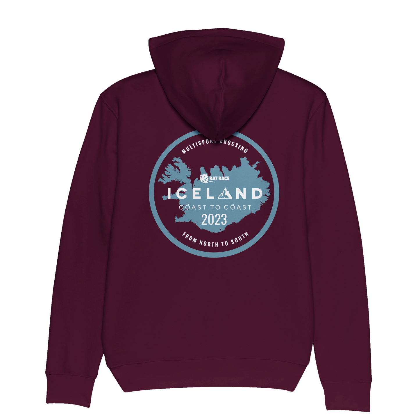 Rat Race Iceland Coast to Coast Organic Unisex Hoodie - Maroon