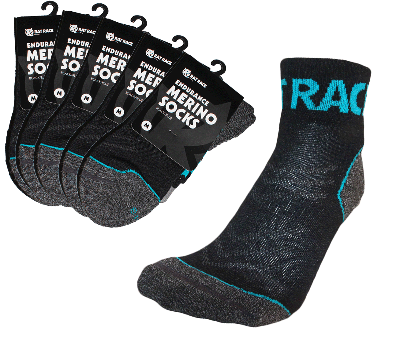 Merino Sock 5 pack - Blue/Black