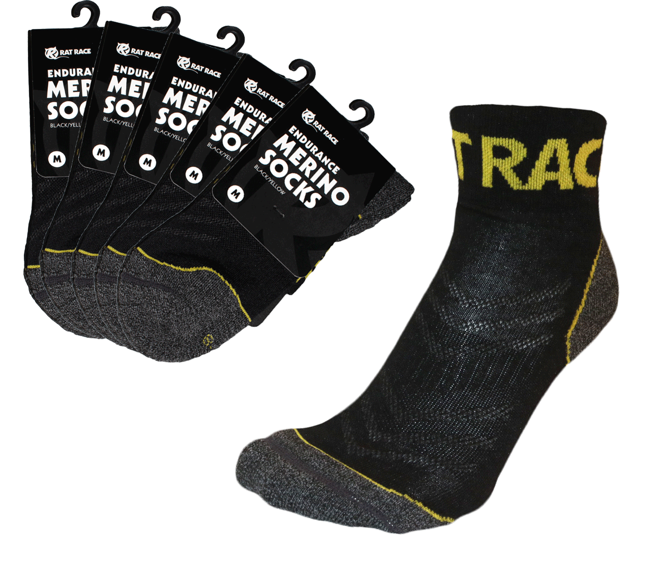 Merino Sock 5 Pack - Yellow/Black