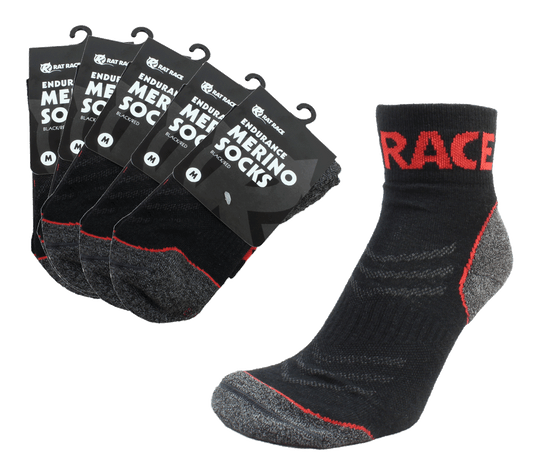 Merino Sock 5 Pack - Red/Black