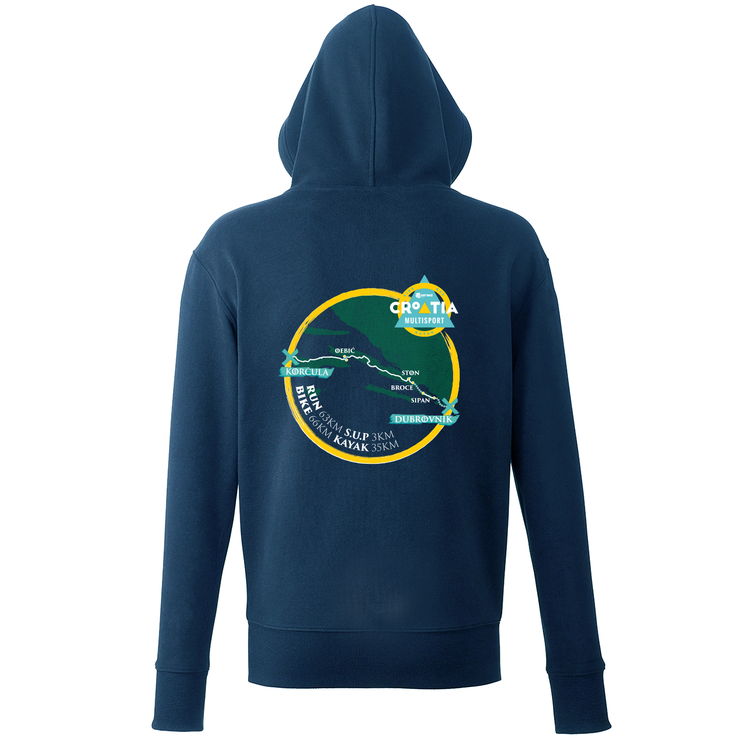 Croatia Multisport Map Organic Hoodie - Navy - Rat Race Store