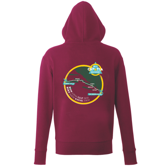 Croatia Multisport Map Organic Hoodie - Burgundy - Rat Race Store