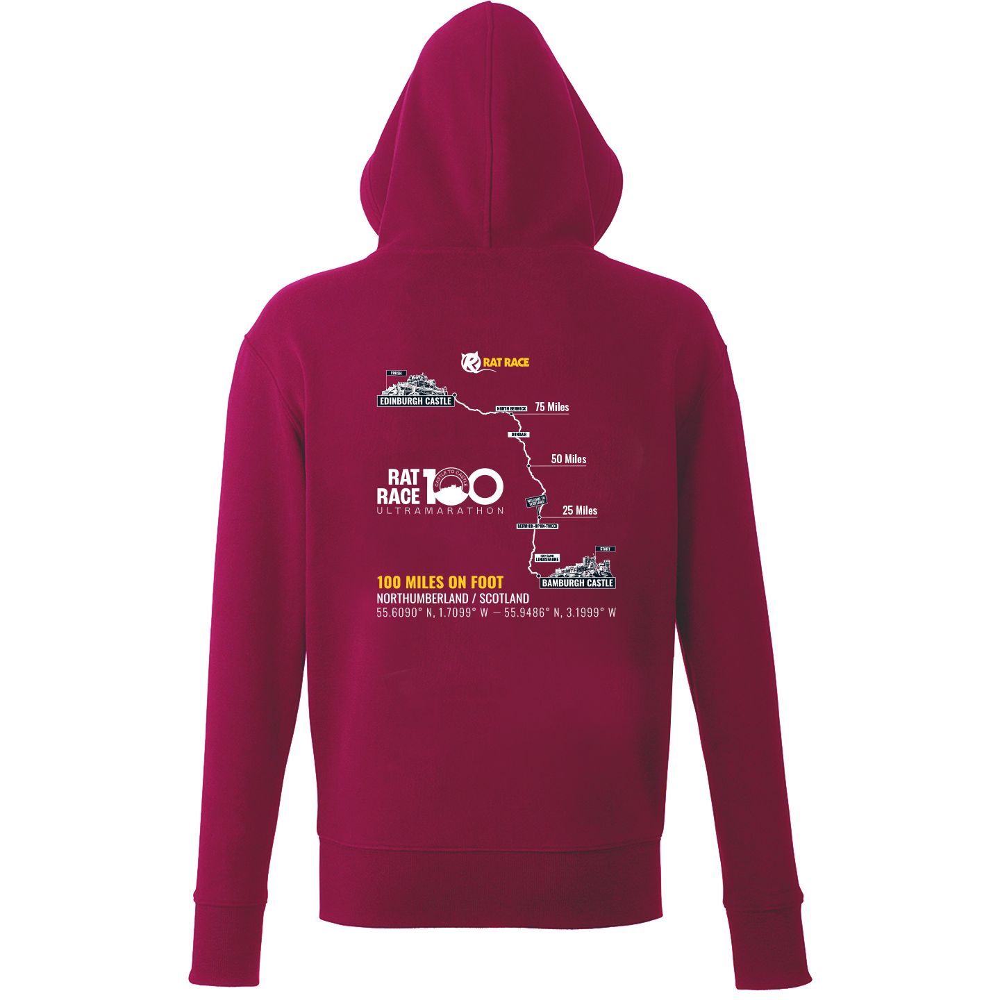 Rat Race 100 - Bamburgh to Edinburgh - Organic Hoodie - Rat Race Store