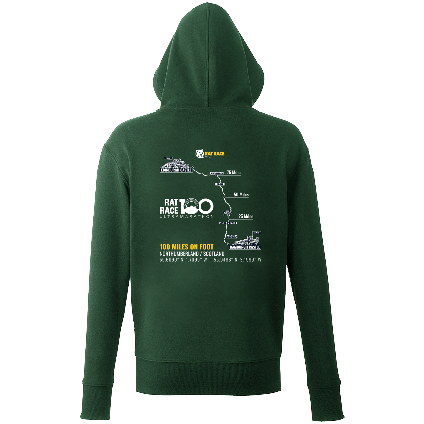 Rat Race 100 - Bamburgh to Edinburgh - Organic Hoodie - Rat Race Store