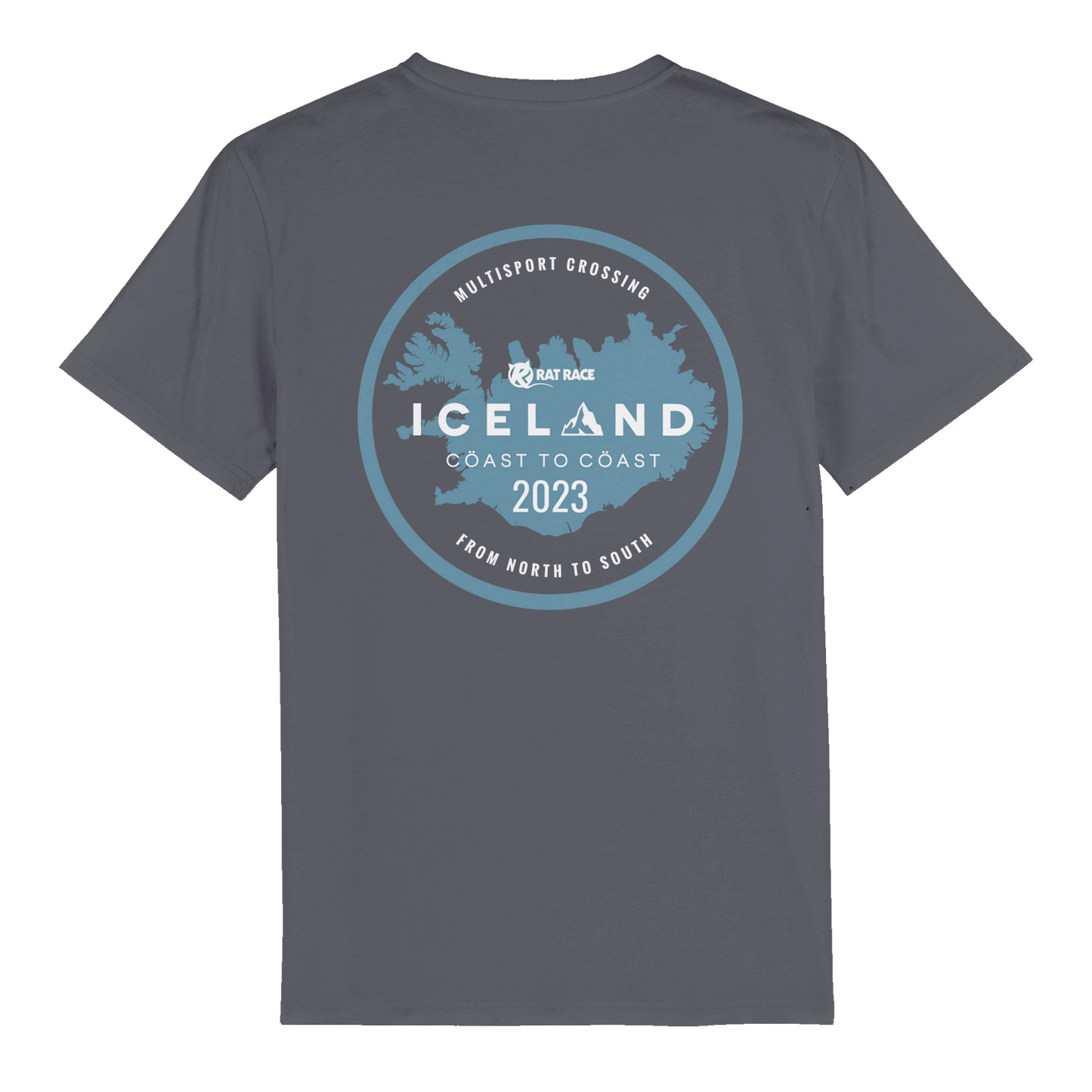 Rat Race Iceland Coast to Coast Organic Unisex Crewneck T-shirt - Grey