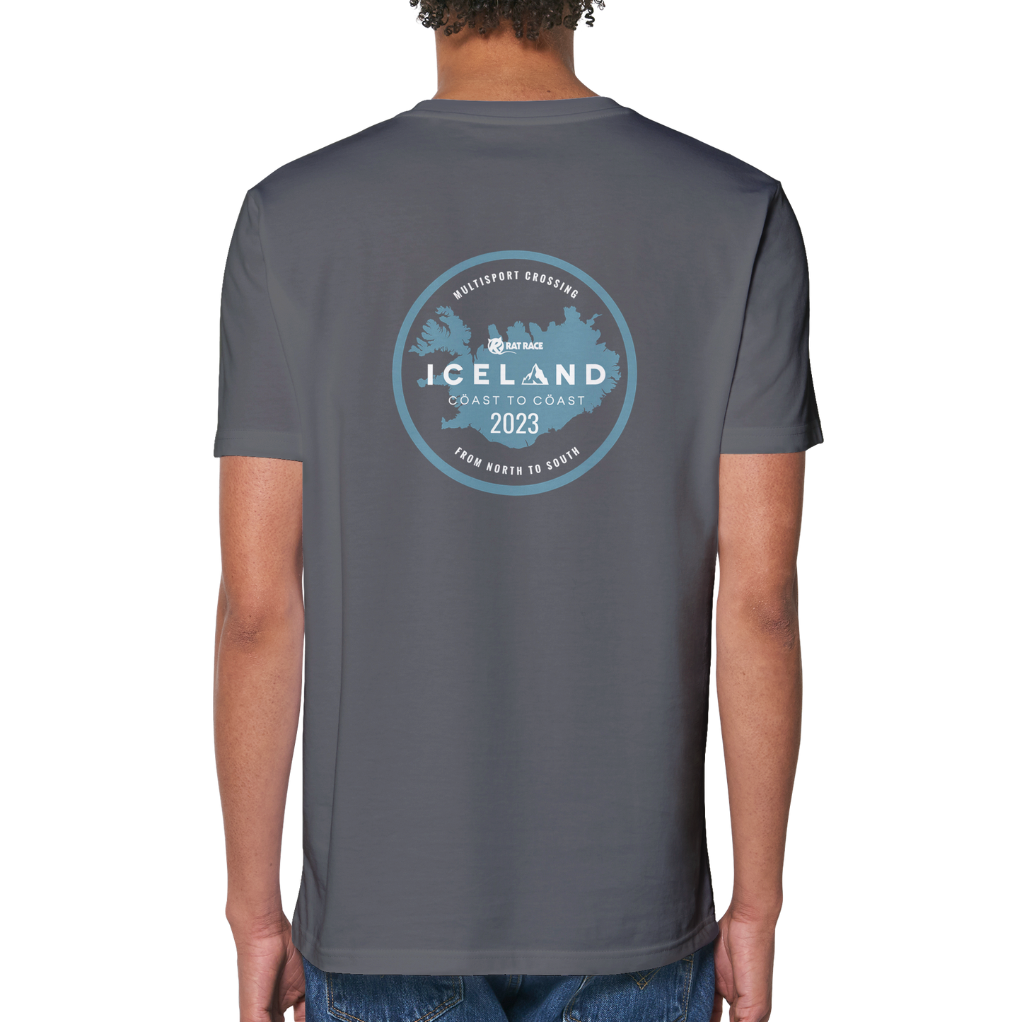 Rat Race Iceland Coast to Coast Organic Unisex Crewneck T-shirt - Grey