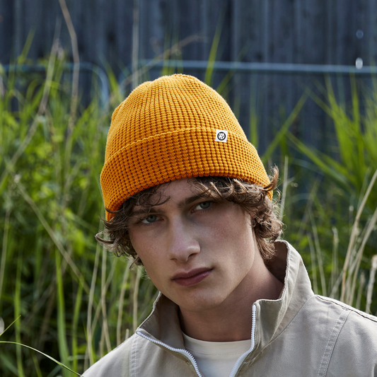 Organic Cotton Waffle Beanie - Olive Green - Rat Race Store