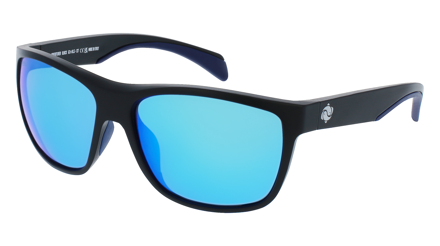 Wraparound Black Sunglasses with Blue Polarised Sunglasses