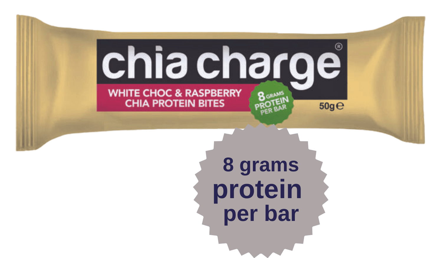 Chia Charge Bars White Choc & Raspberry / Peanut Butter & Choc Chip Protein Bites 50g - 10+2 Free
