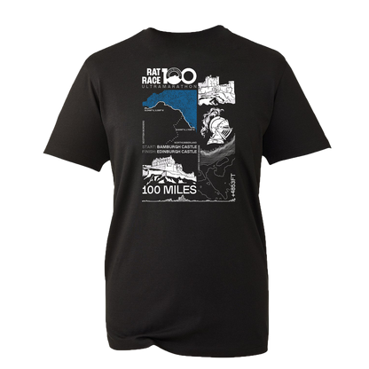 Rat Race 100 - Bamburgh to Edinburgh Stats T-shirt - Unisex