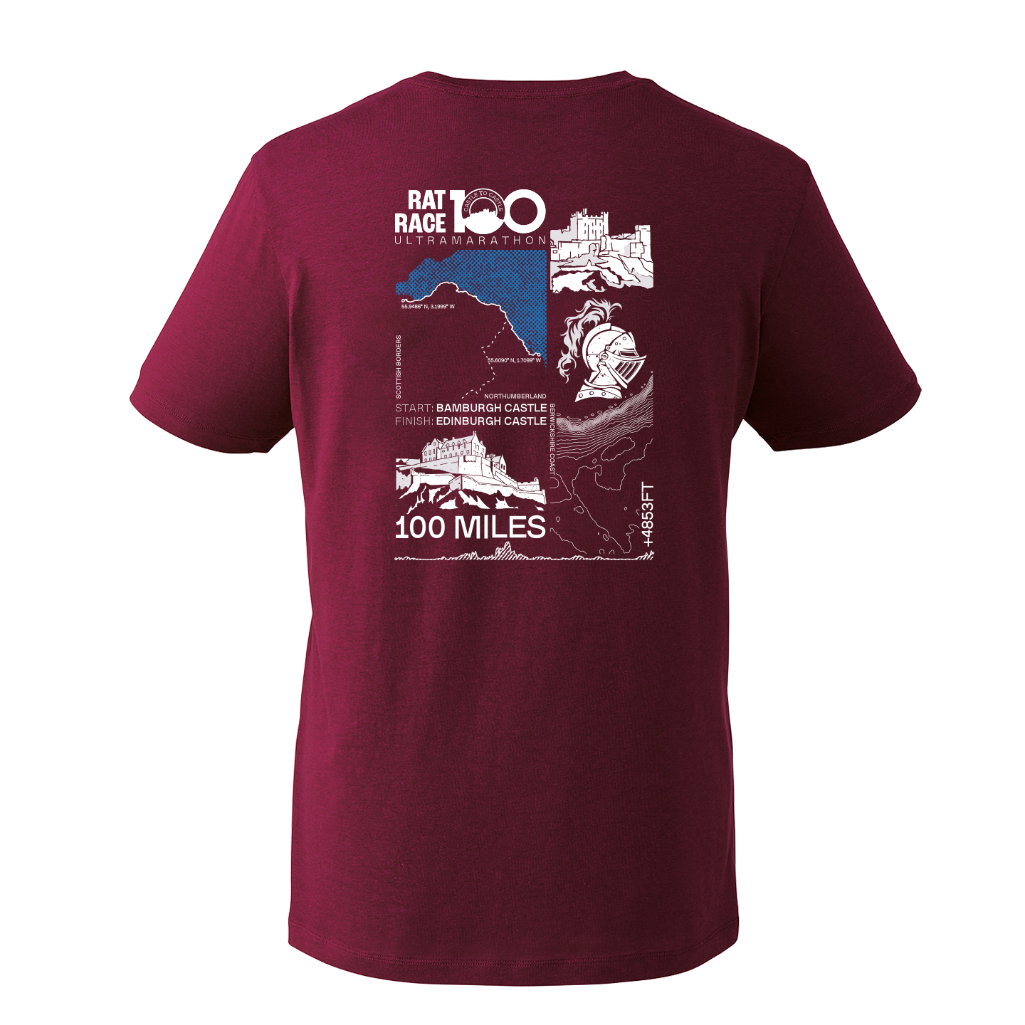 Rat Race 100 - Bamburgh to Edinburgh Stats T-shirt - Unisex