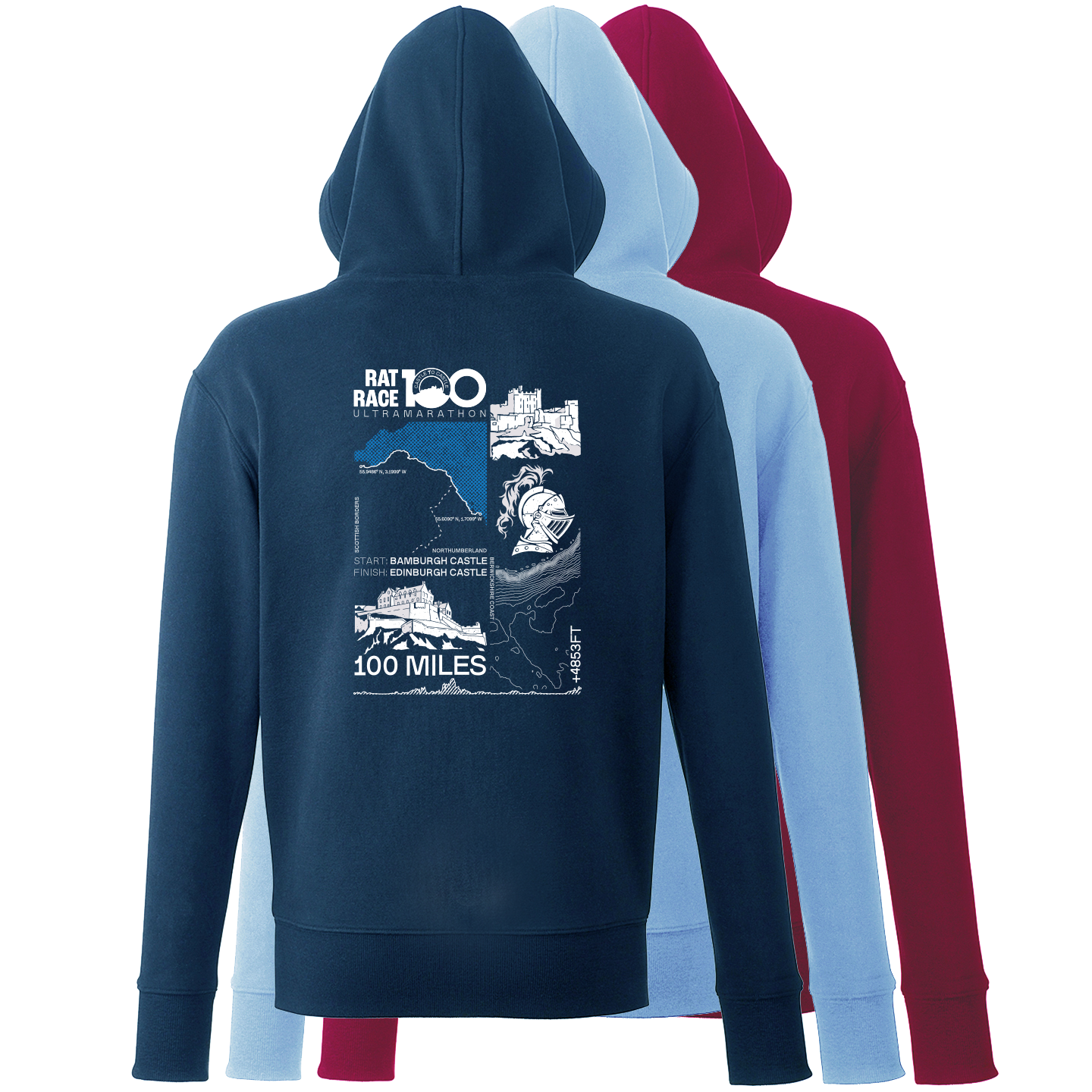Rat Race 100 - Bamburgh to Edinburgh Stats Hoodie - Unisex