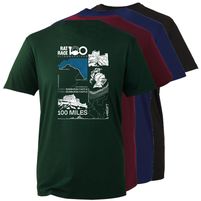 Rat Race 100 - Bamburgh to Edinburgh Stats T-shirt - Unisex