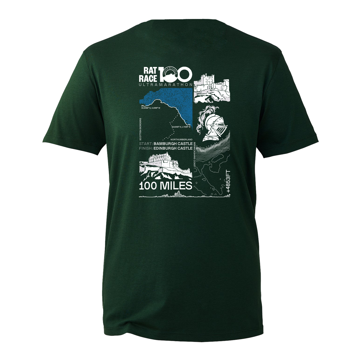Rat Race 100 - Bamburgh to Edinburgh Stats T-shirt - Unisex