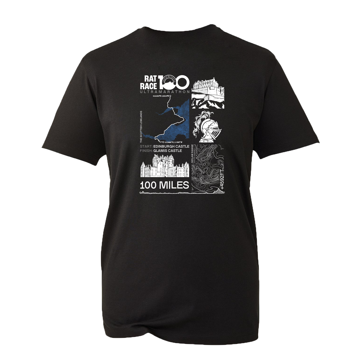Rat Race 100 - Edinburgh to Glamis Stats T-shirt - Unisex