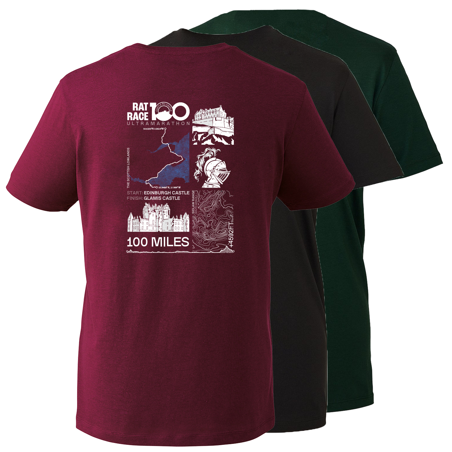 Rat Race 100 - Edinburgh to Glamis Stats T-shirt - Unisex