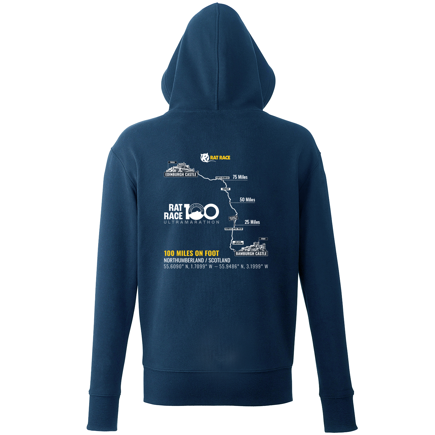 Rat Race 100 - Bamburgh to Edinburgh - Organic Hoodie - Rat Race Store