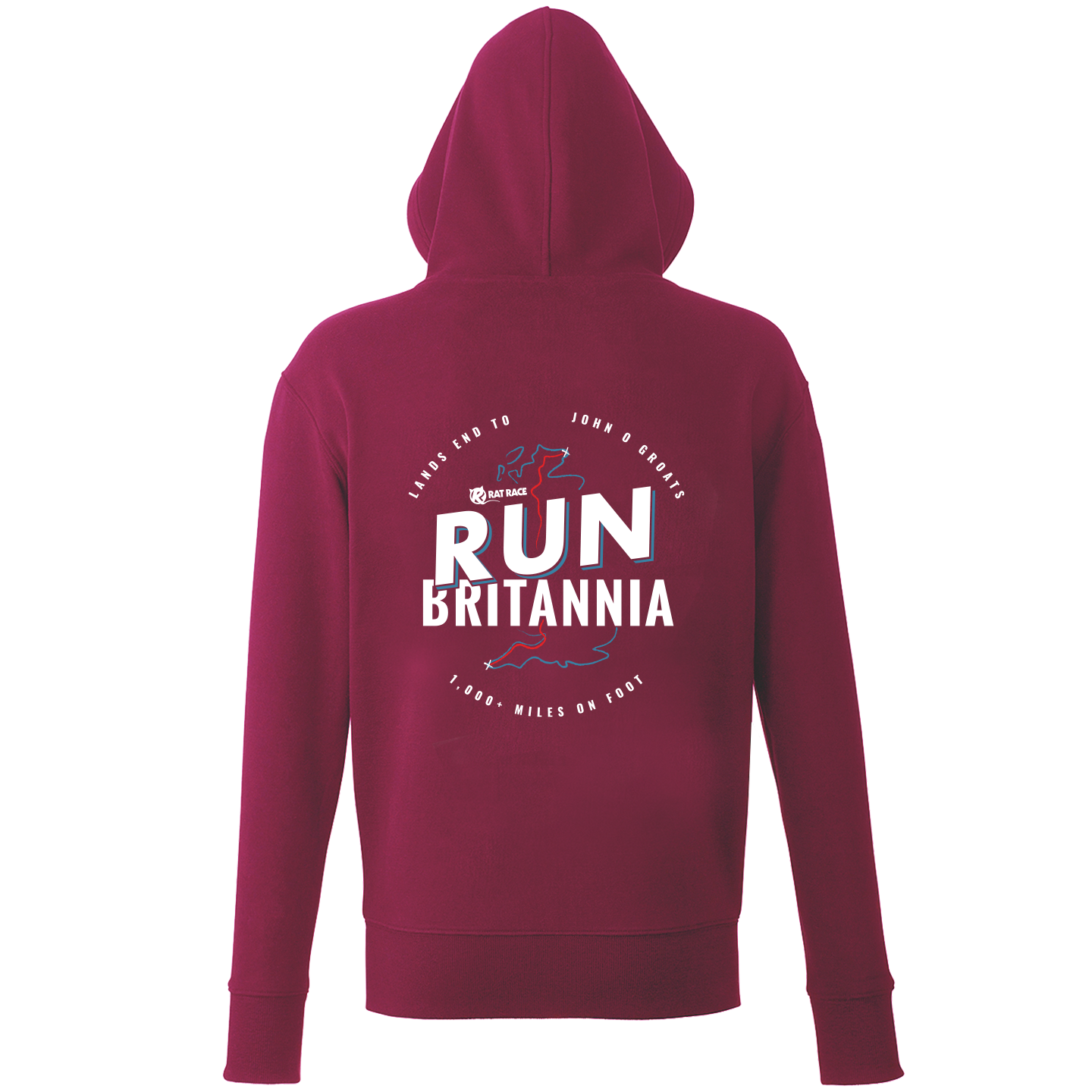 Run Britannia Organic Hoodie - Burgundy - Rat Race Store