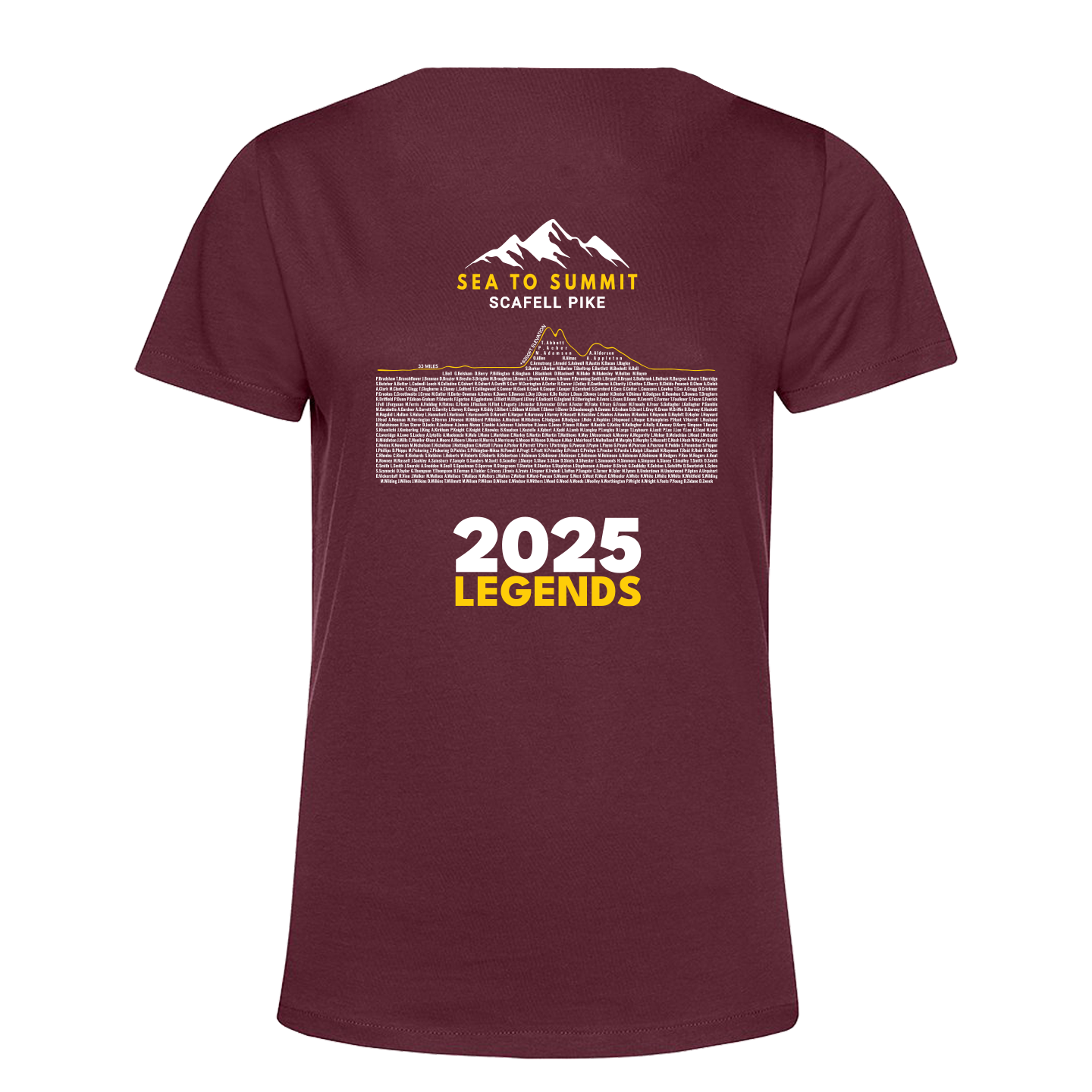 Sea to Summit Scafell Pike 2025 Legends Women's T-shirt - Burgundy - PRE ORDER