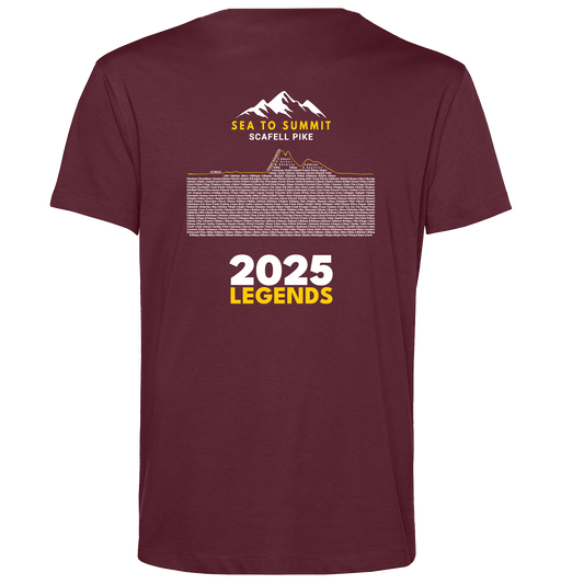 Sea to Summit Scafell Pike 2025 Unisex Legends T-shirt - Burgundy - PRE ORDER