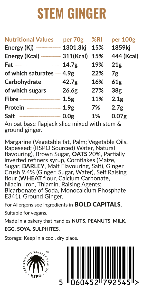 Pit Stop Flapjack - Stem Ginger