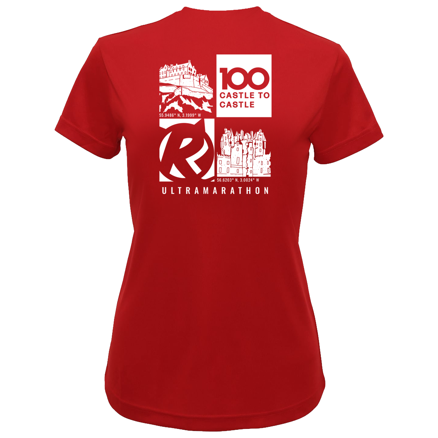 RR100 Bamburgh to Edinburgh Women's Tech T-Shirt - Fire Red