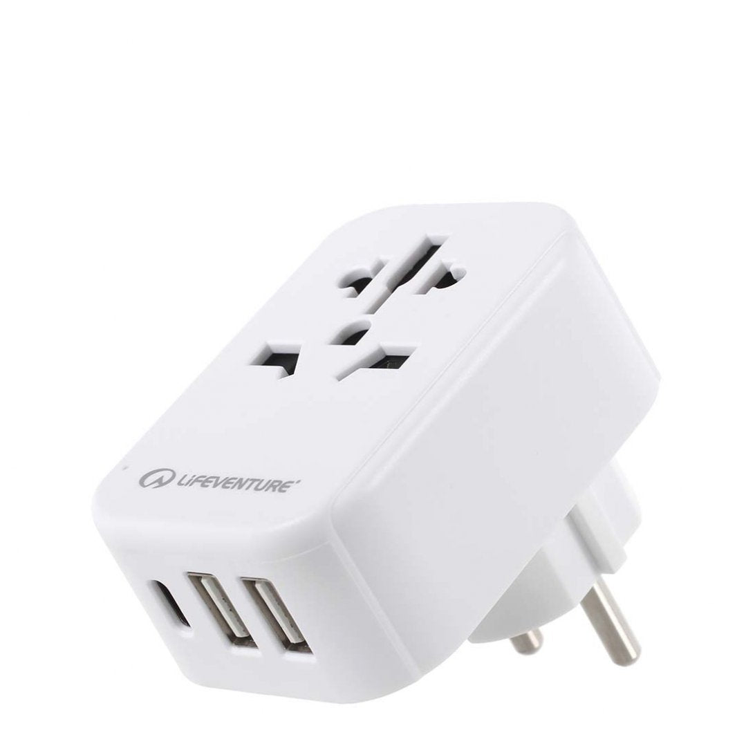 Lifeventure - World to Europe Travel Adaptor with USB (& USB C) - Rat Race Store