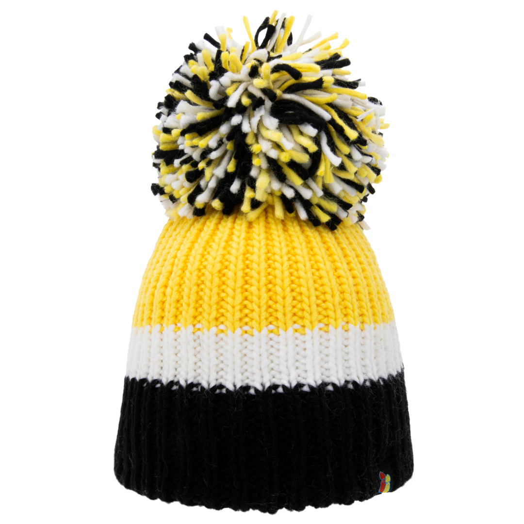 Black, White & Yellow Big Bobble Hat